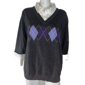 Karen Scott womens sweater with attached collar size XL